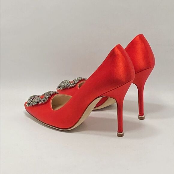Manolo Blahnik Hangisi 105MM Embellished Satin Pumps size 35.5 - Picture 7 of 15